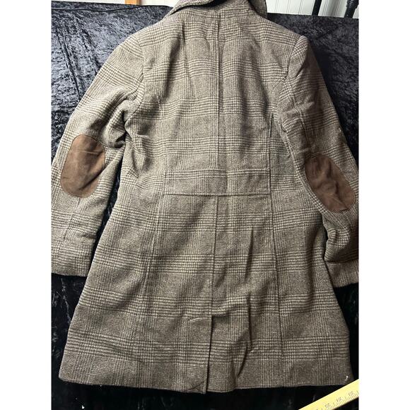 Merona Brown Tweed Blazer Jacket with Elbow Patches Satin Lined Academia Large - Picture 9 of 10